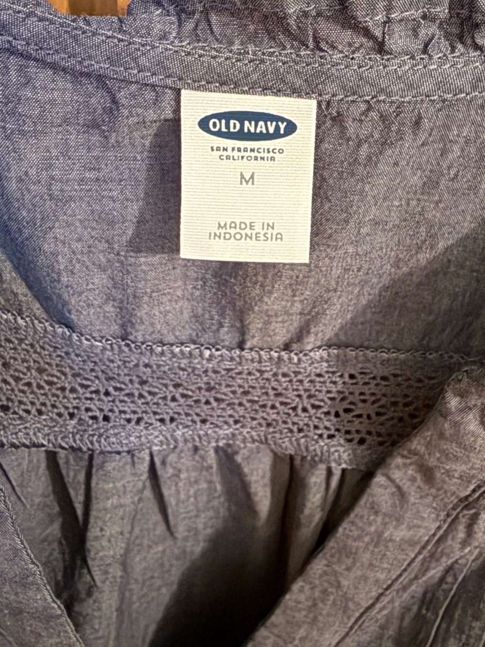 Old Navy Slate Blue Sleeveless Pintuck Ruffle Button-Front Top - Picture 3 of 3